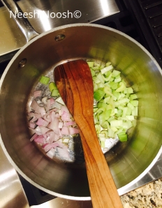 Chopped shallots and celery 